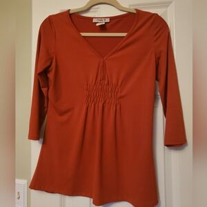 Womans Orange Baby Doll Style Shirt Size Small